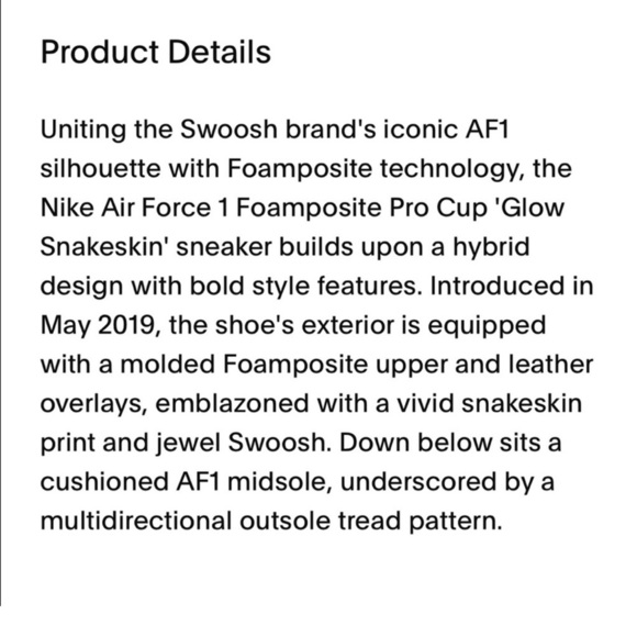 Nike Air Force 1 Foamposite Pro Cup Glow Snakeskin Shoes Men's Size 10 - Picture 15 of 16